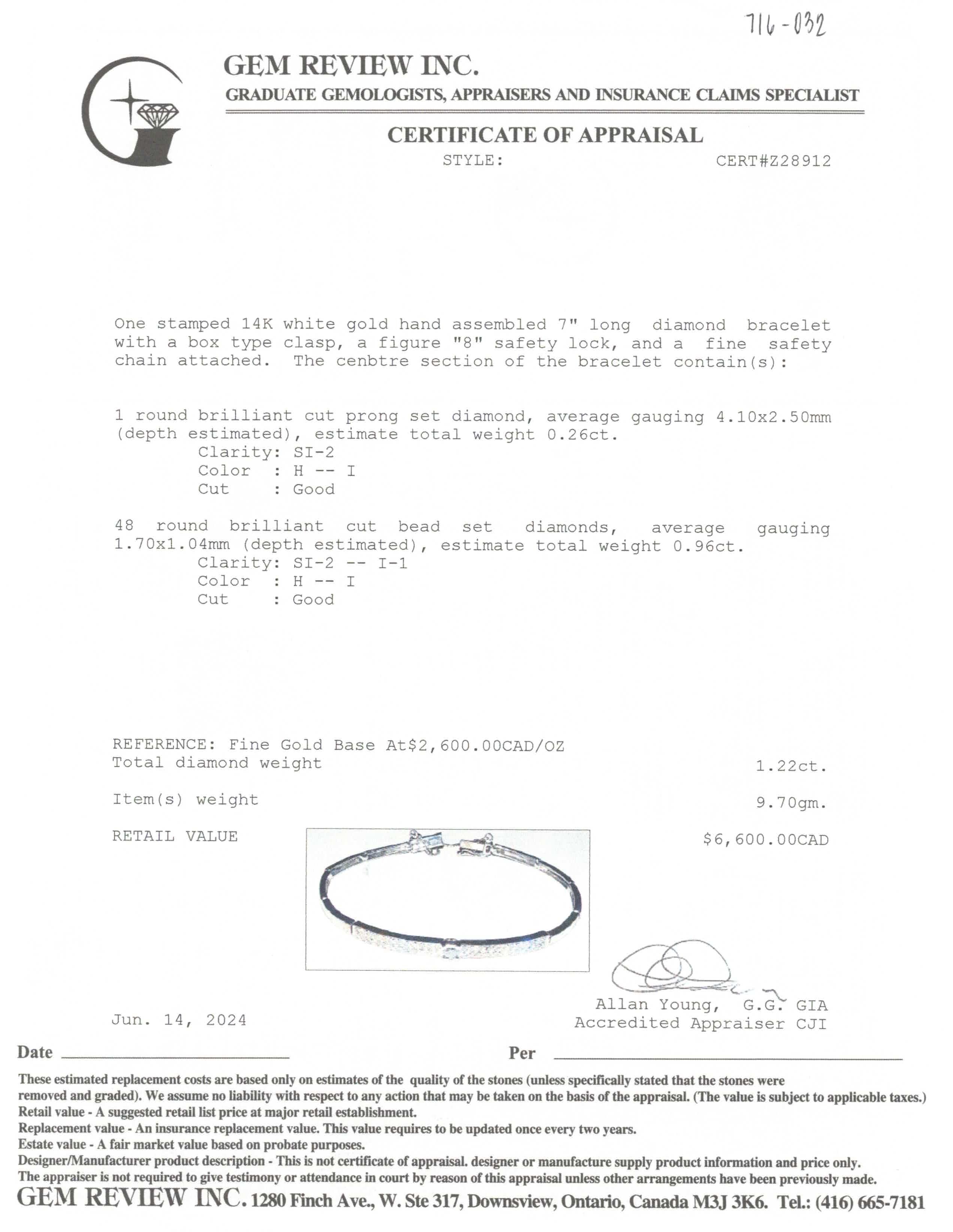 Diamond Bracelet | 1.22ctw | 7.5" |