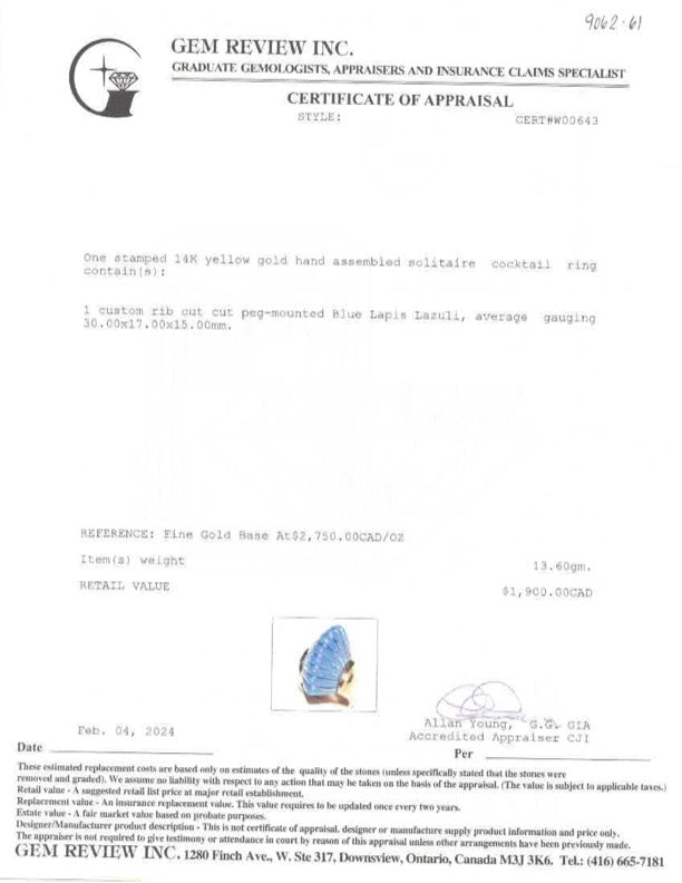 Lapis Lazuli Cocktail Ring | SZ 7.25 |