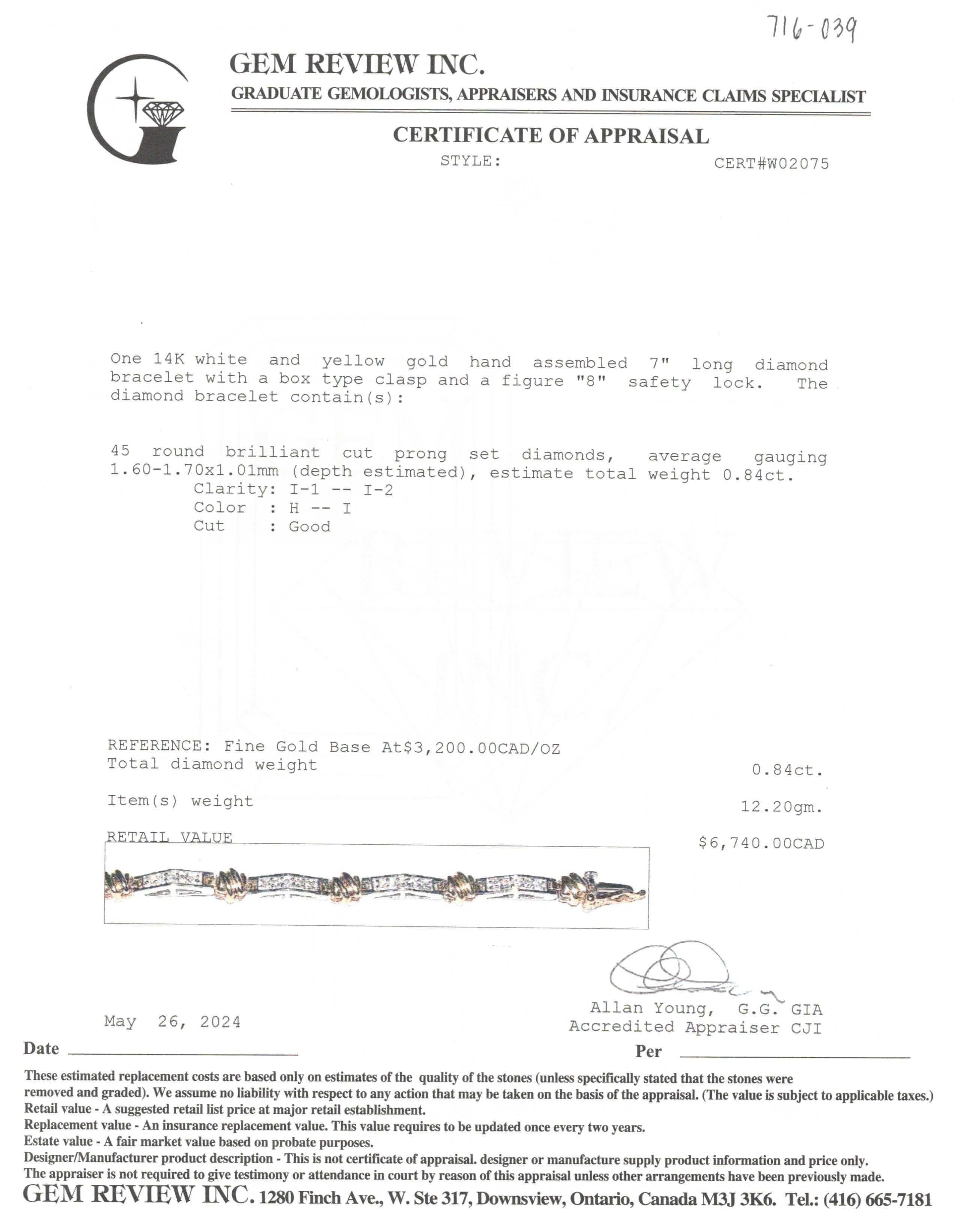 Channel Set Diamond Bracelet | 0.84ctw | 7" |