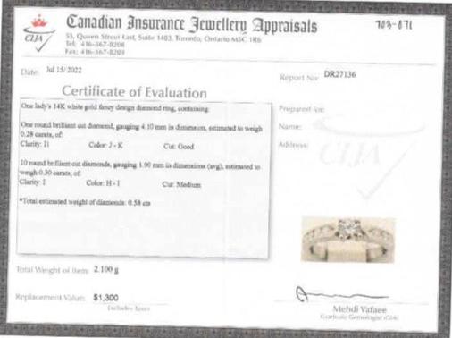 14k White Gold Diamond Ring | 0.28ct, 0.30ctw | Sz 5.5