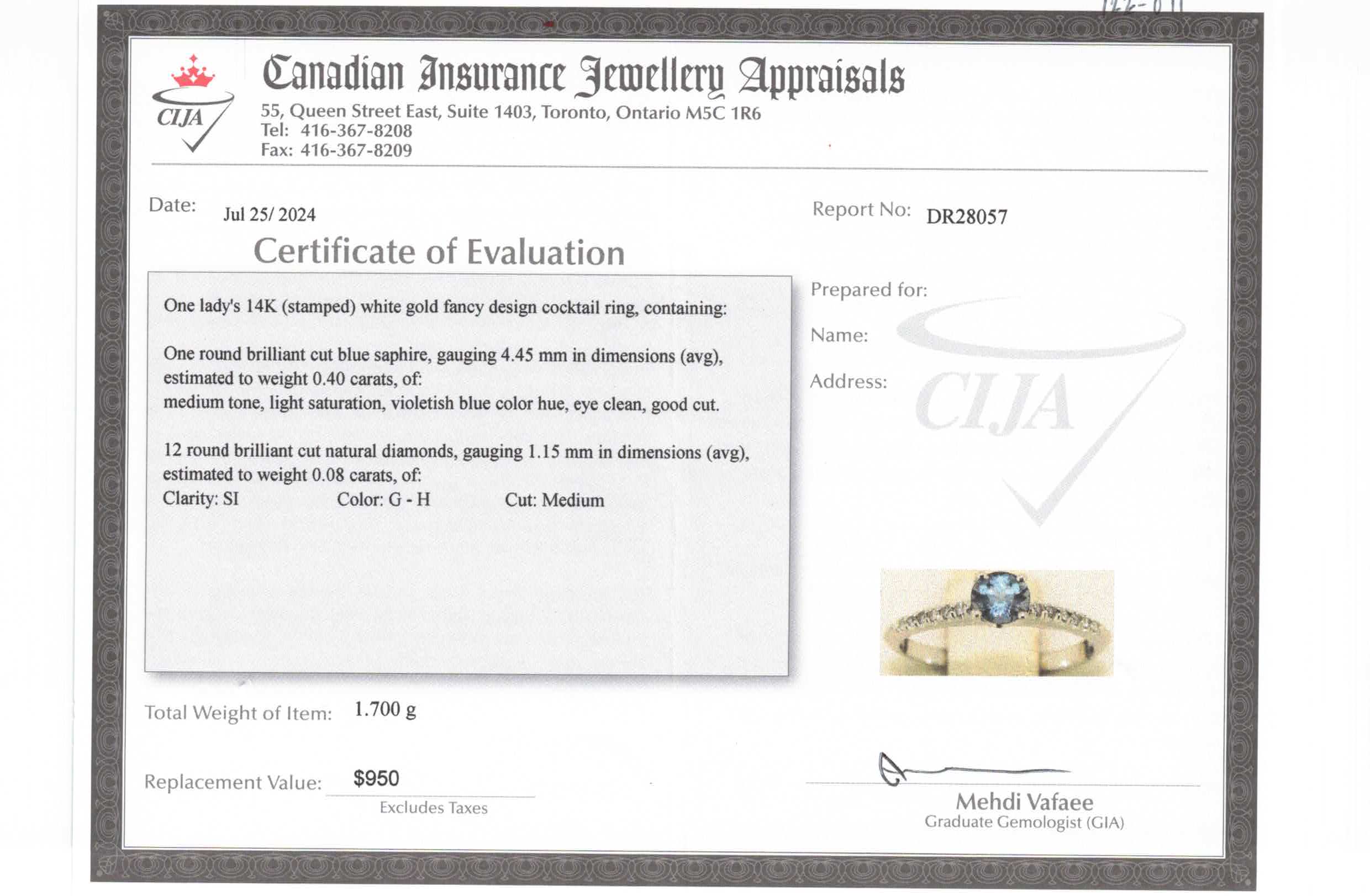 Sapphire & Diamond Ring | 0.40ct, 0.08ctw | SZ 5.75 |