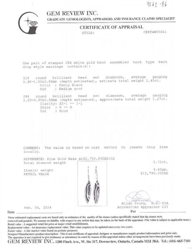 Black & White Drop Earrings | 1.45ctw, 1.27ctw |