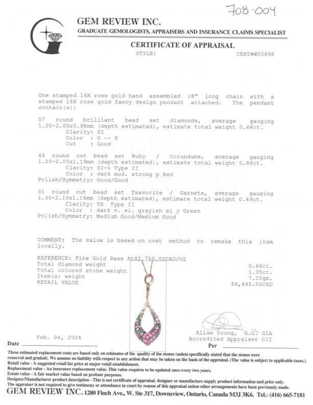 Multi Gem Drop Pendant & Necklace | 2.01ctw | 18" |