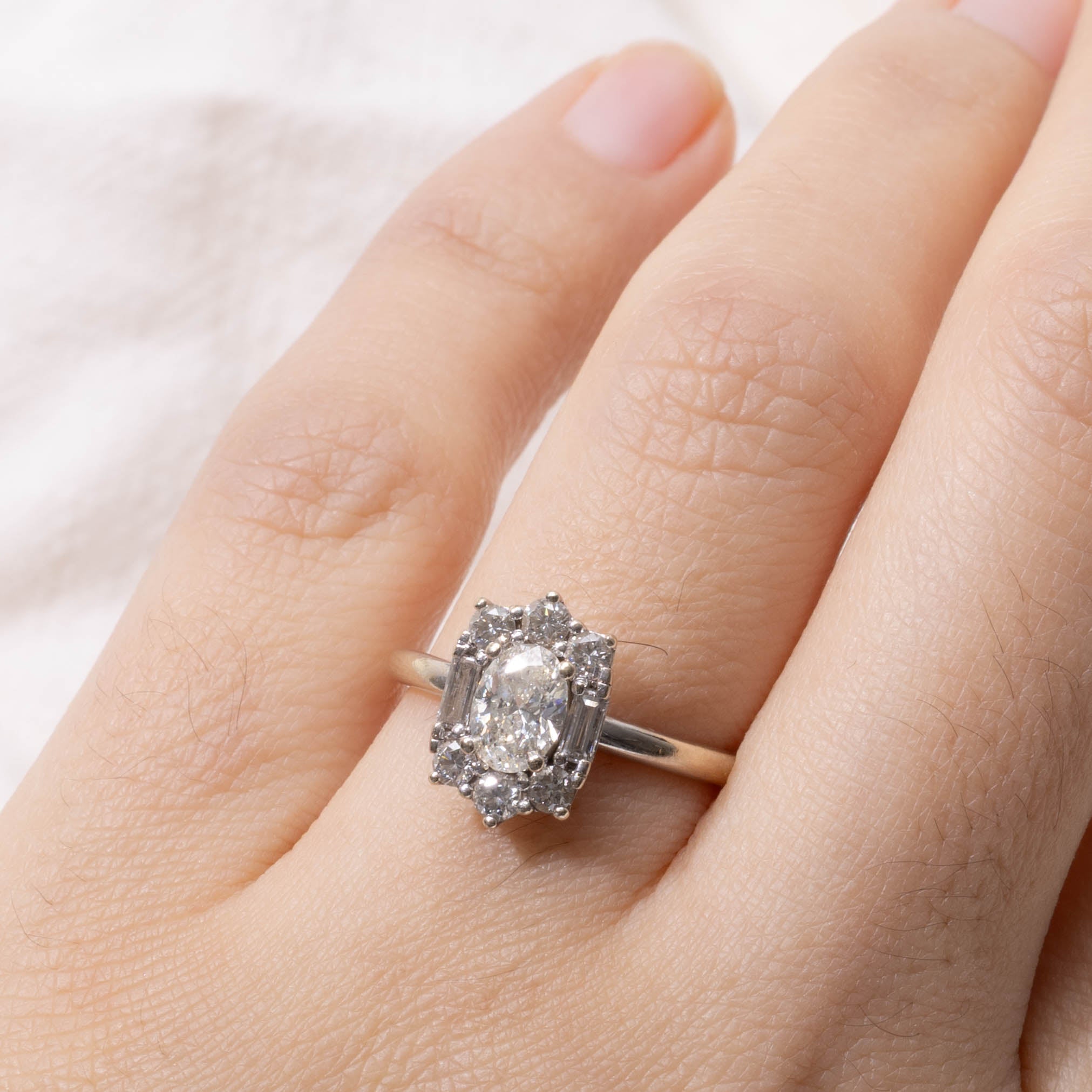 18k Oval Cut Diamond Multi Cut Halo Ring | 0.60ct SI2 I, 0.26ctw | SZ 6.5