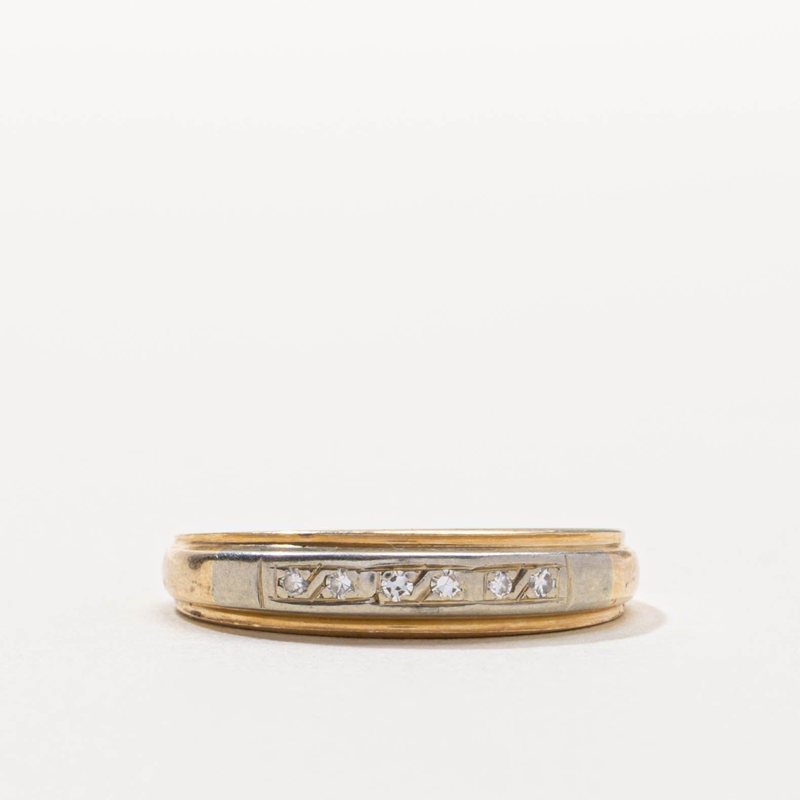 14k Two Tone Diamond Band | SZ 6.25