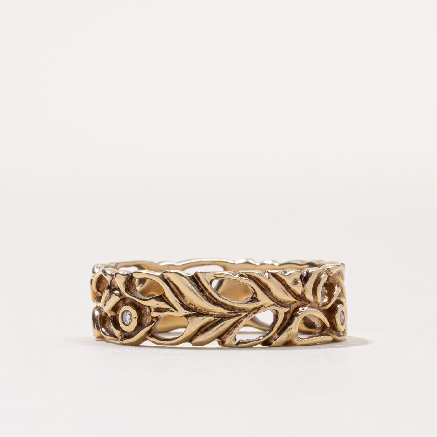 14k Diamond Floral Openwork Band | 7.25mm | SZ 11.25