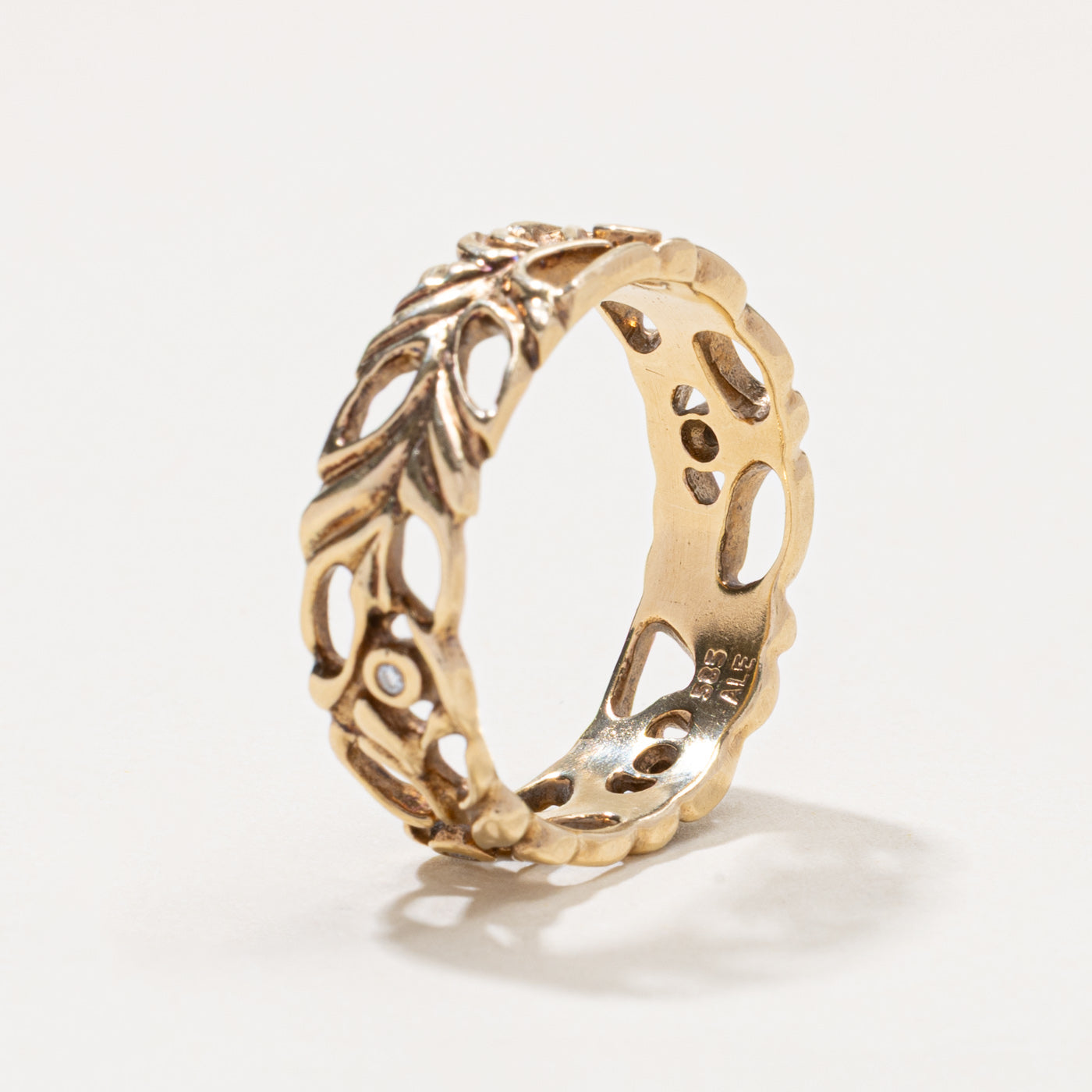 14k Diamond Floral Openwork Band | 7.25mm | SZ 11.25