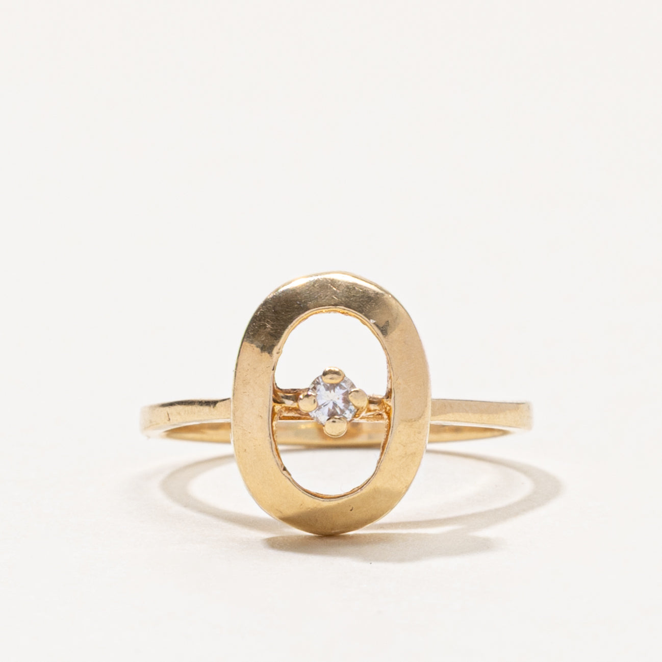 14k Diamond Oval Shaped Ring | SZ 3