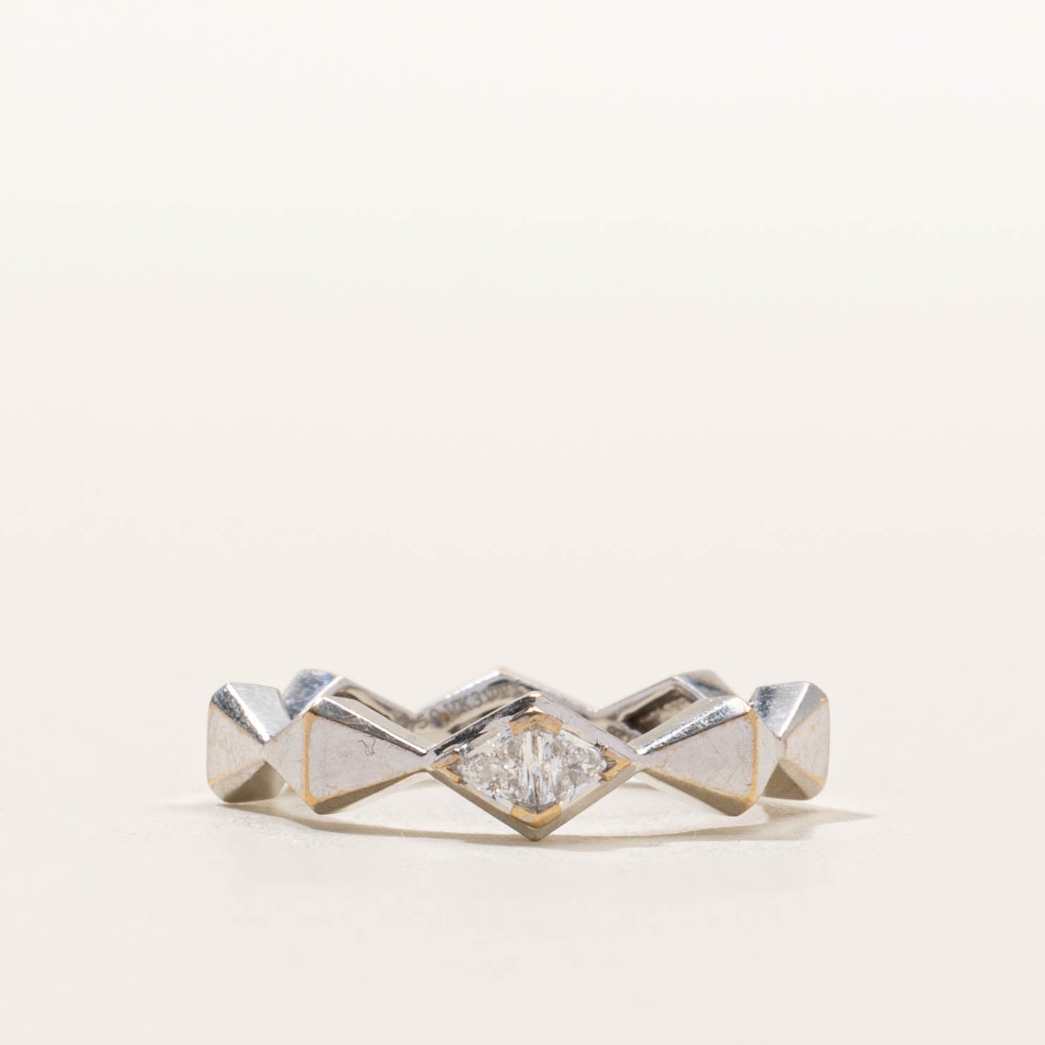 18k Trillion Cut Diamond Geometric Band | 4.55mm | SZ 3.75