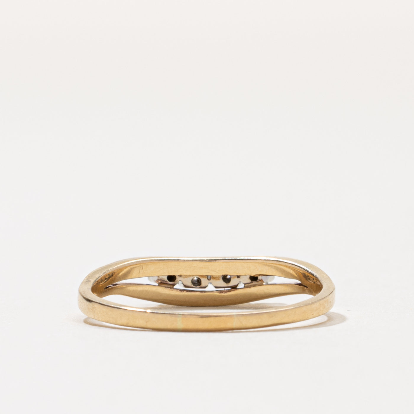 ‘Birks’ 14k Four Stone Diamond Contour Ring | SZ 6