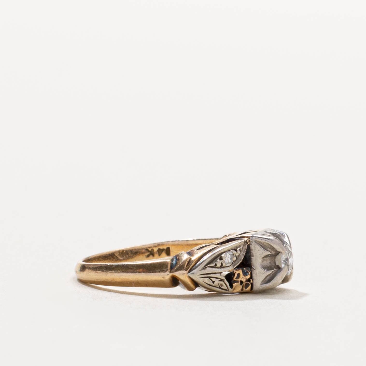 Edwardian Old European Cut Diamond Shoulder Ring | SZ 3.25