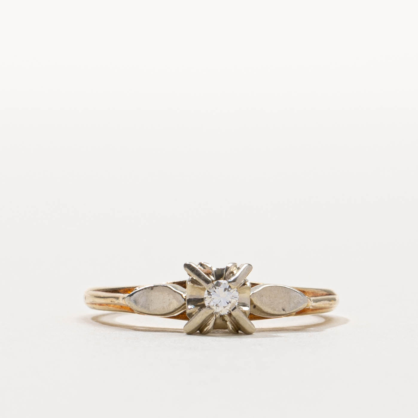 14k Two Tone Illusion Set Diamond Ring | SZ 5.75