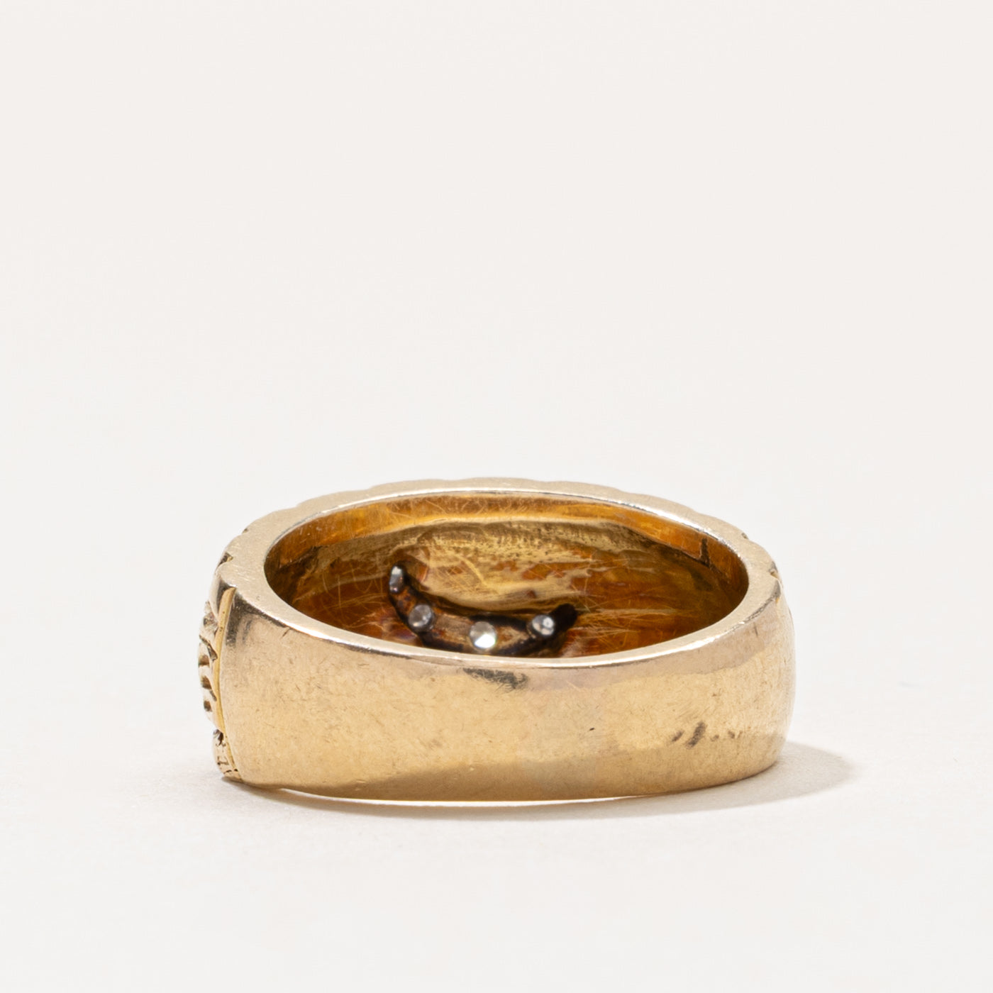 14k Diamond Moon Textured Band | SZ 4