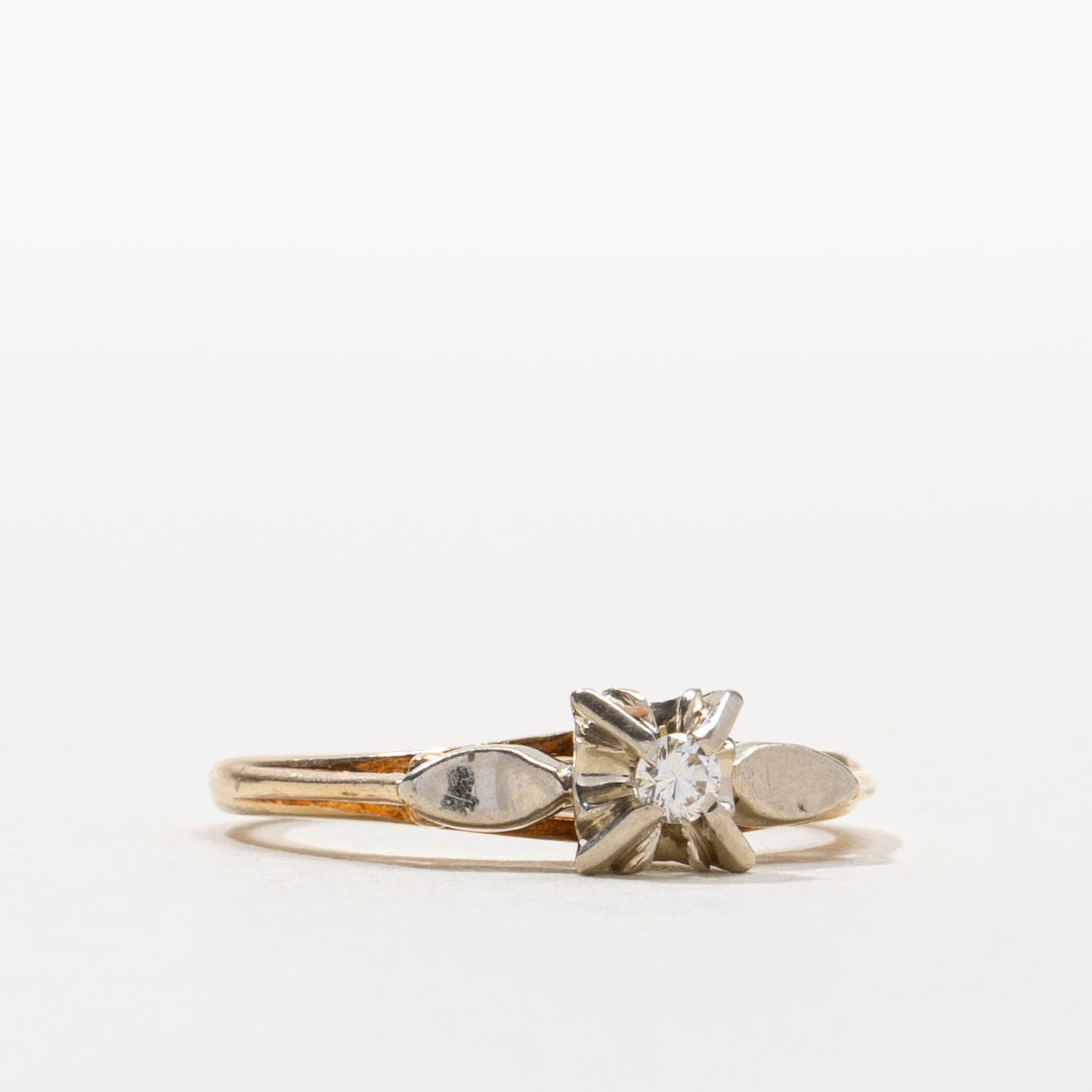 14k Two Tone Illusion Set Diamond Ring | SZ 5.75