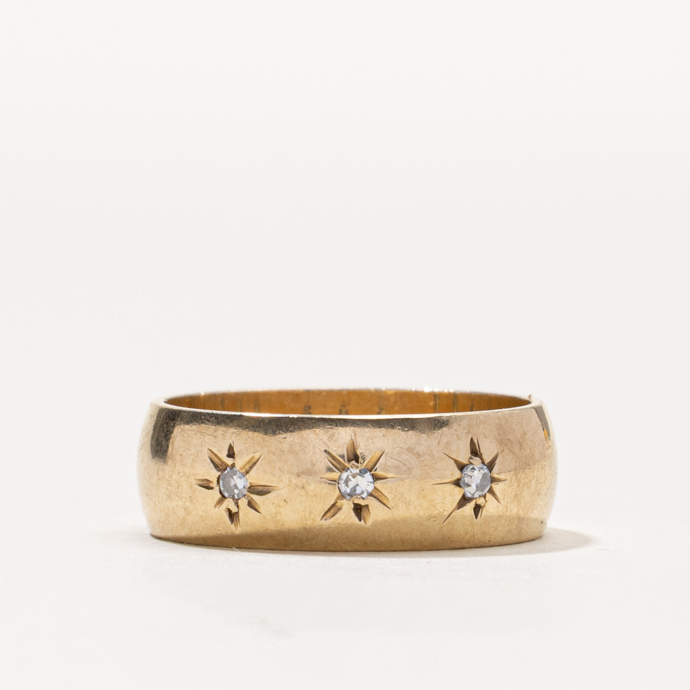 10k Three Stone Star Set Diamond Band | 6.00mm | SZ 6