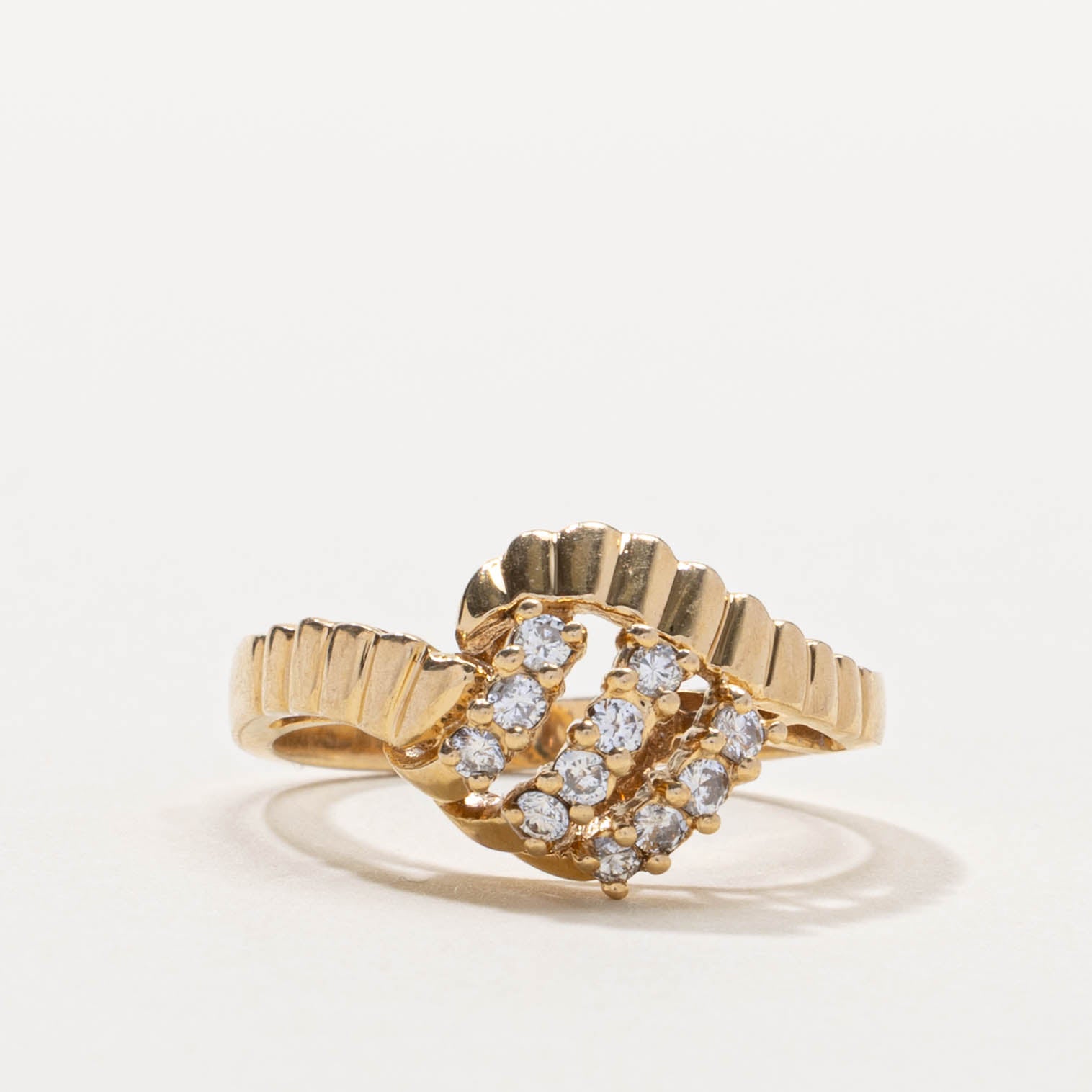 14k Diamond Fluted Cocktail Ring | SZ 6.25