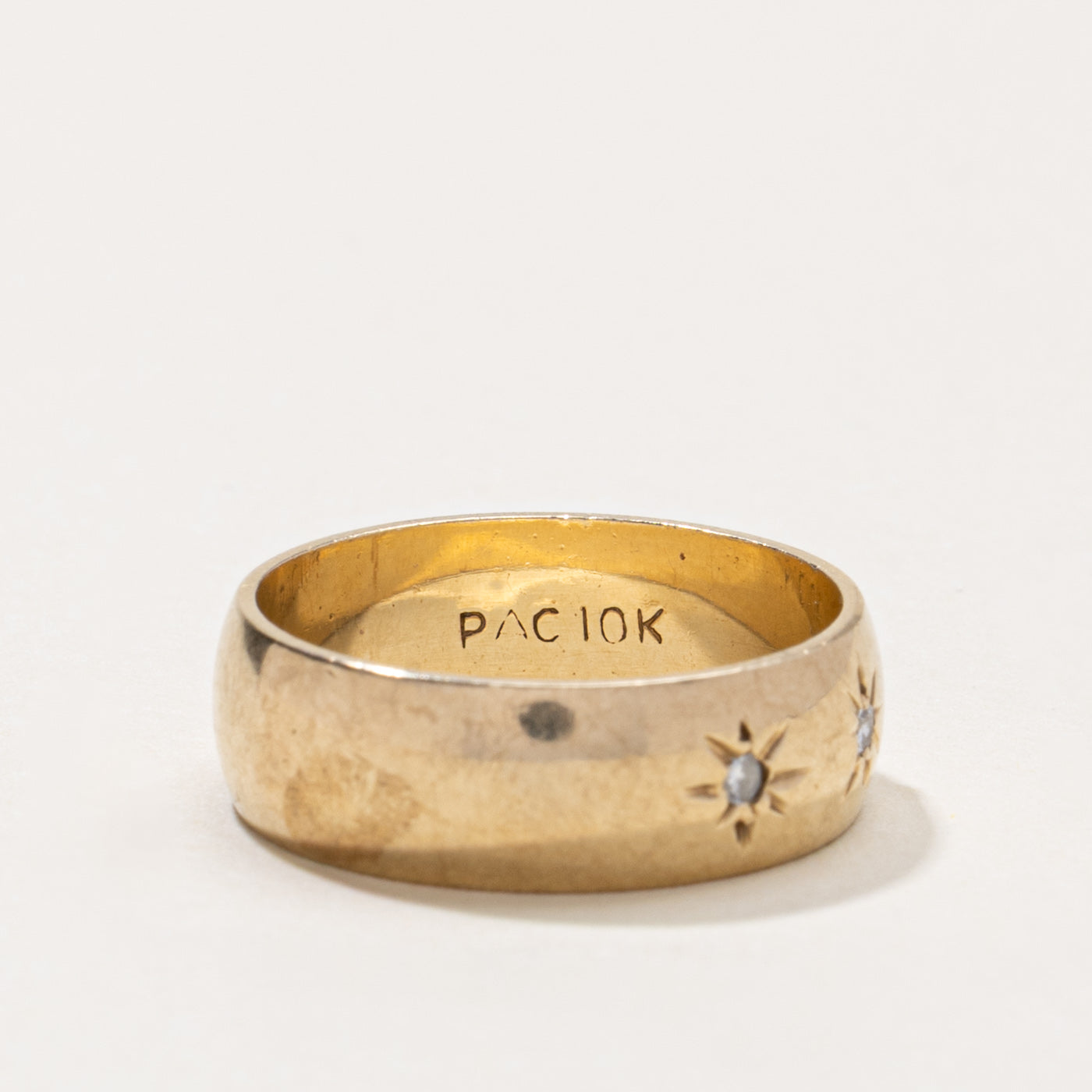 10k Three Stone Star Set Diamond Band | 6.00mm | SZ 6