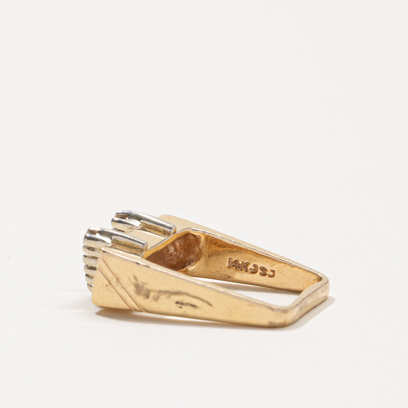 14k Diagonal Diamond Double Row Geometric Ring | SZ 3.5