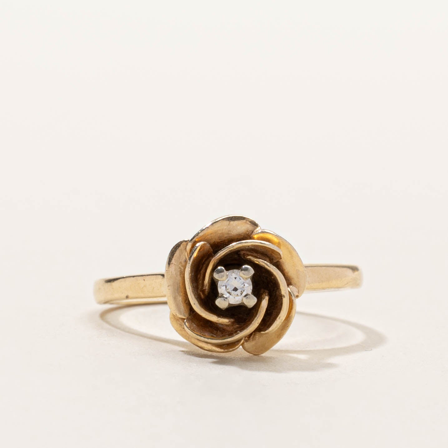 ‘Birks’ Diamond Rose Flower Ring | SZ 7.25