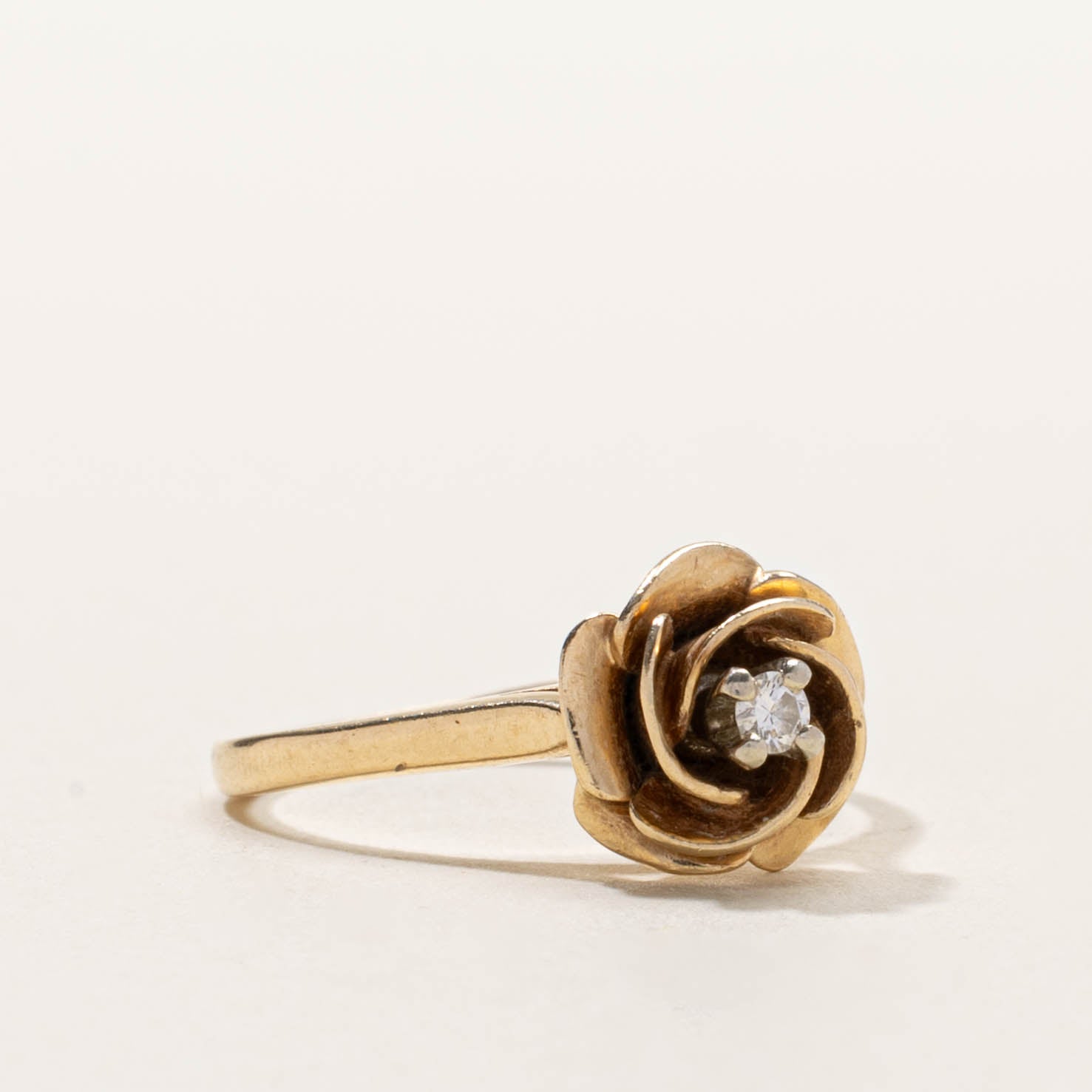 ‘Birks’ Diamond Rose Flower Ring | SZ 7.25