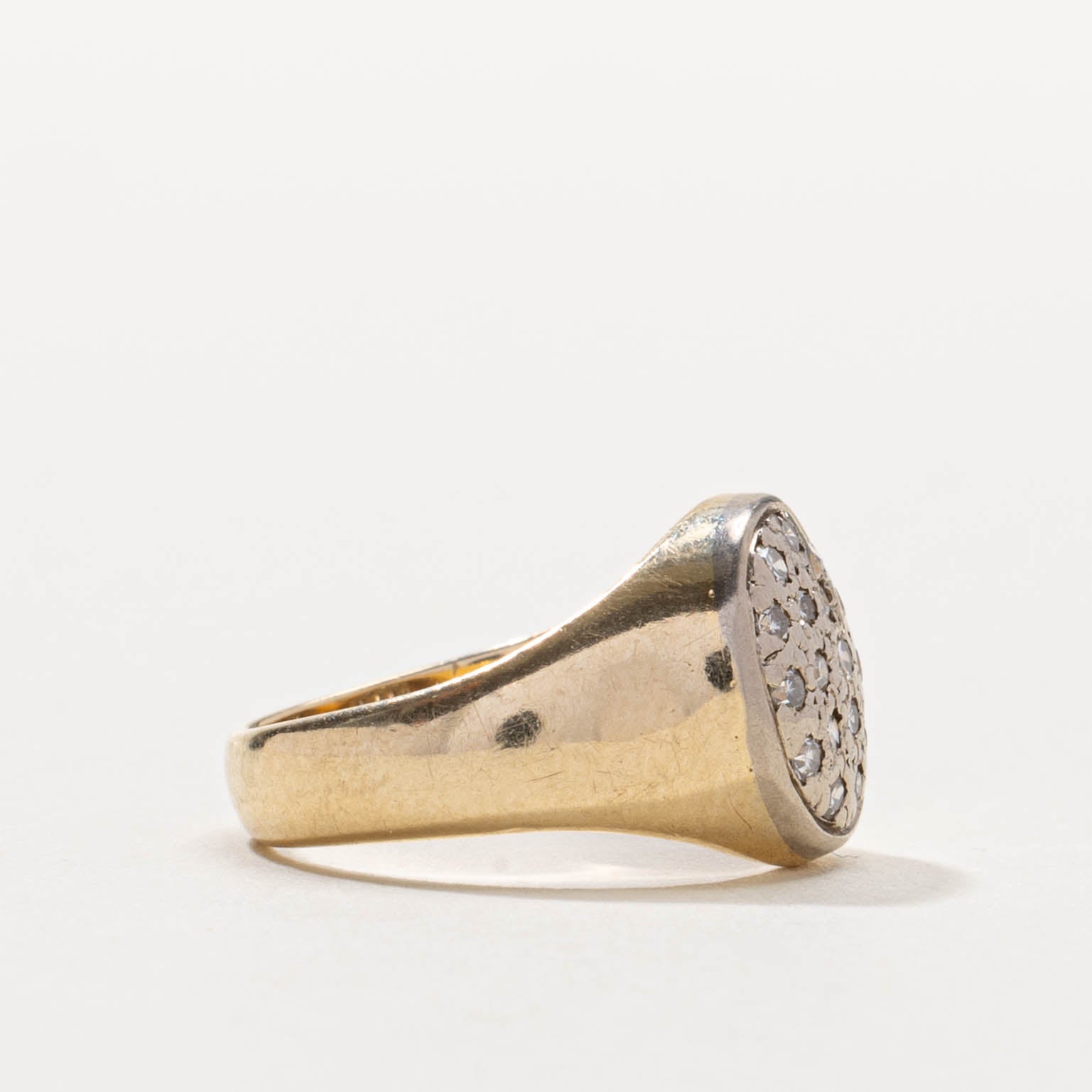 14k Diamond Cluster Signet Ring | SZ 3.25