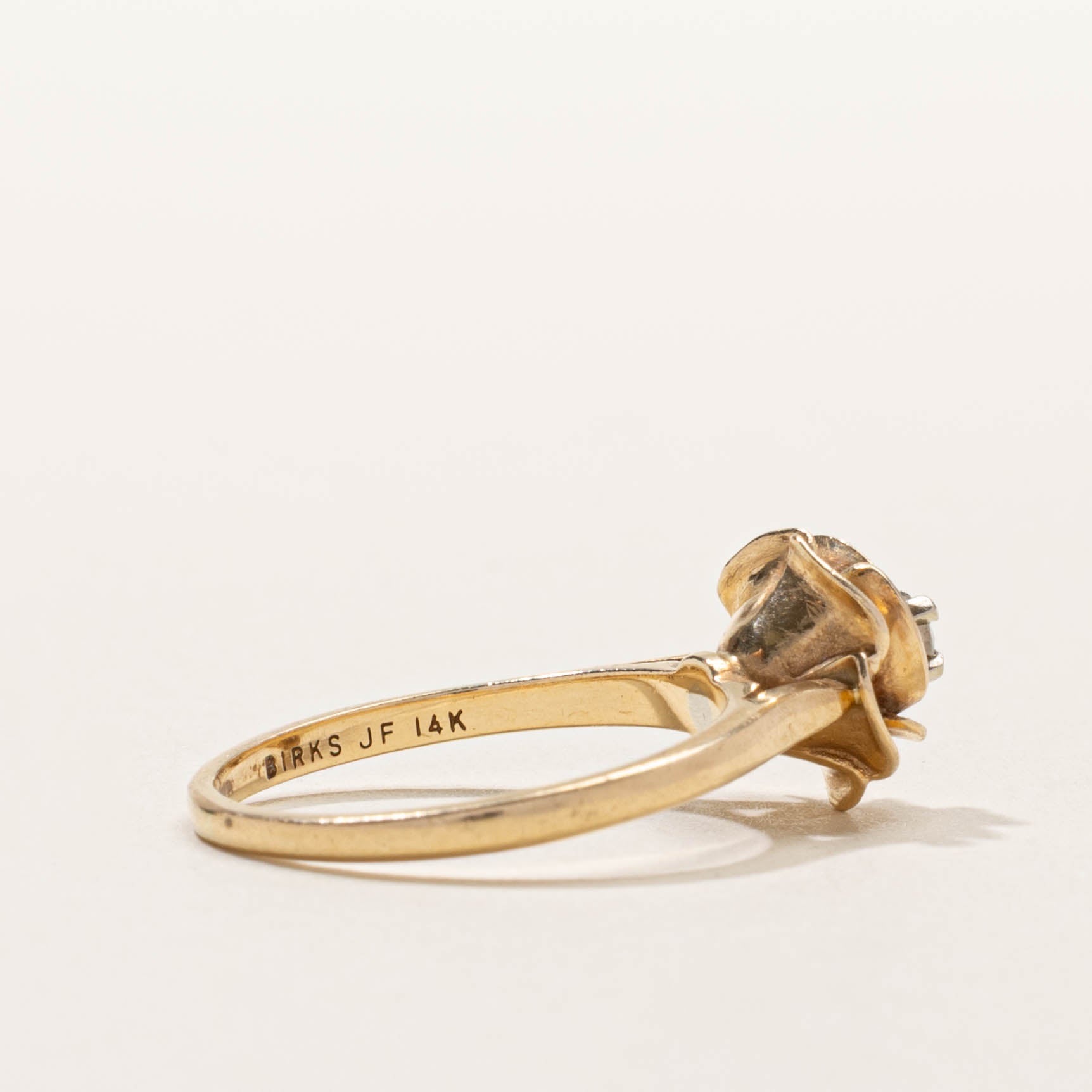 ‘Birks’ Diamond Rose Flower Ring | SZ 7.25