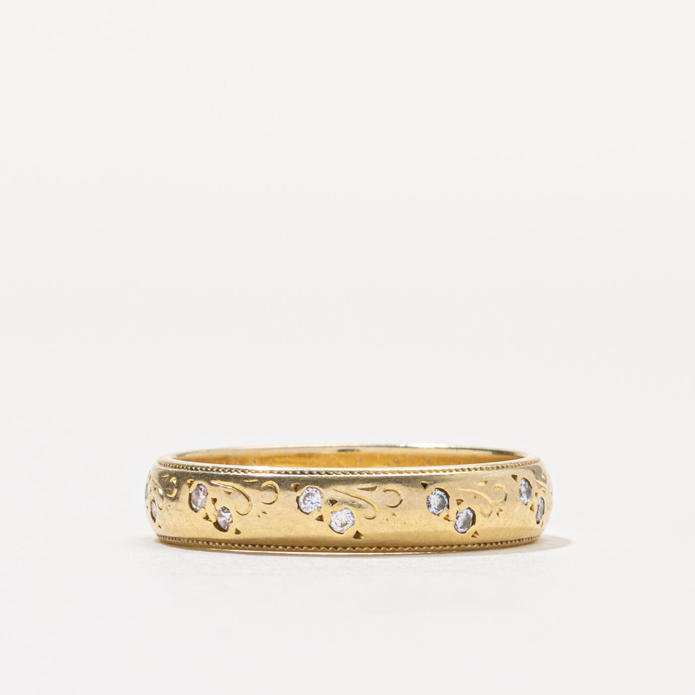 1999 Birmingham 18k Diamond Engraved Band | 4.10mm | SZ 7