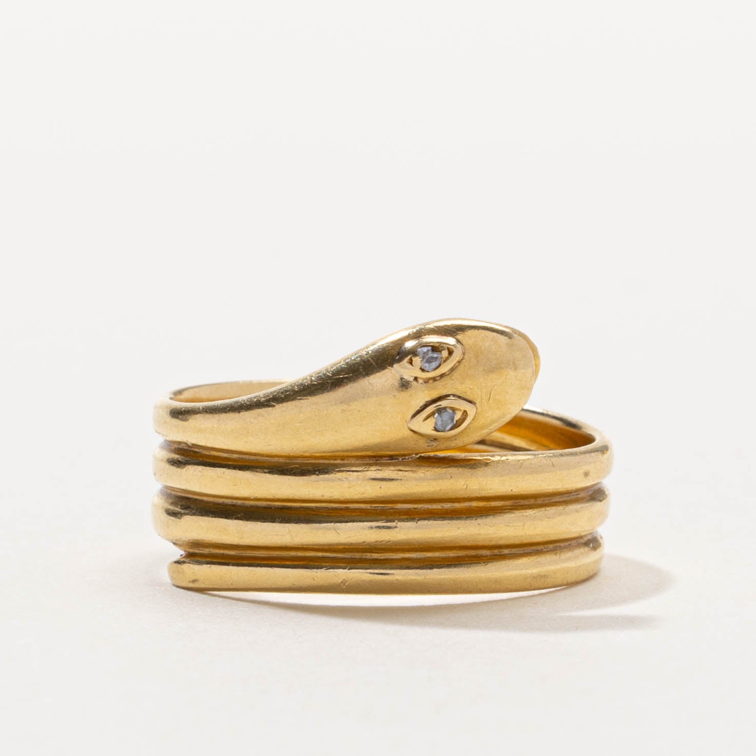 18k Rose Cut Diamond Snake Ring | SZ 7