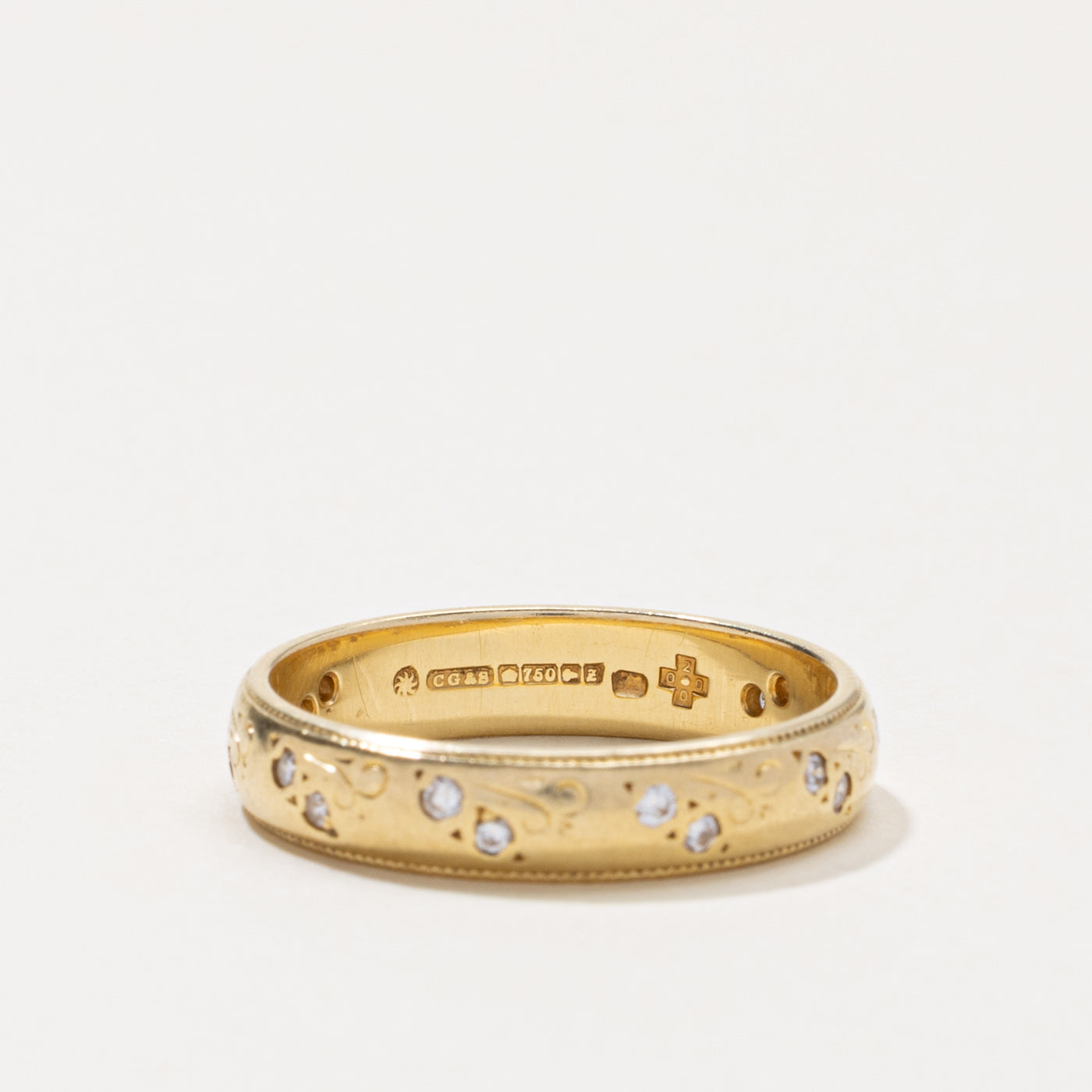 1999 Birmingham 18k Diamond Engraved Band | 4.10mm | SZ 7