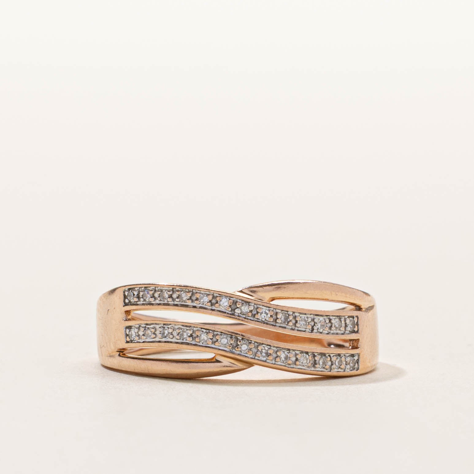 14k Diamond Waterfall Crossover Ring | SZ 5.5