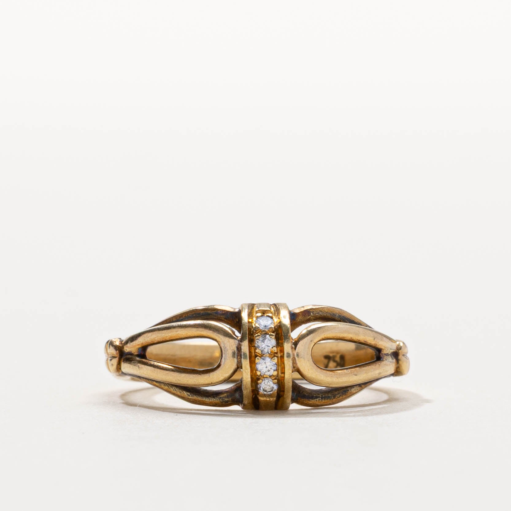 18k Column Diamond Openwork Buckle Ring | SZ 6.75
