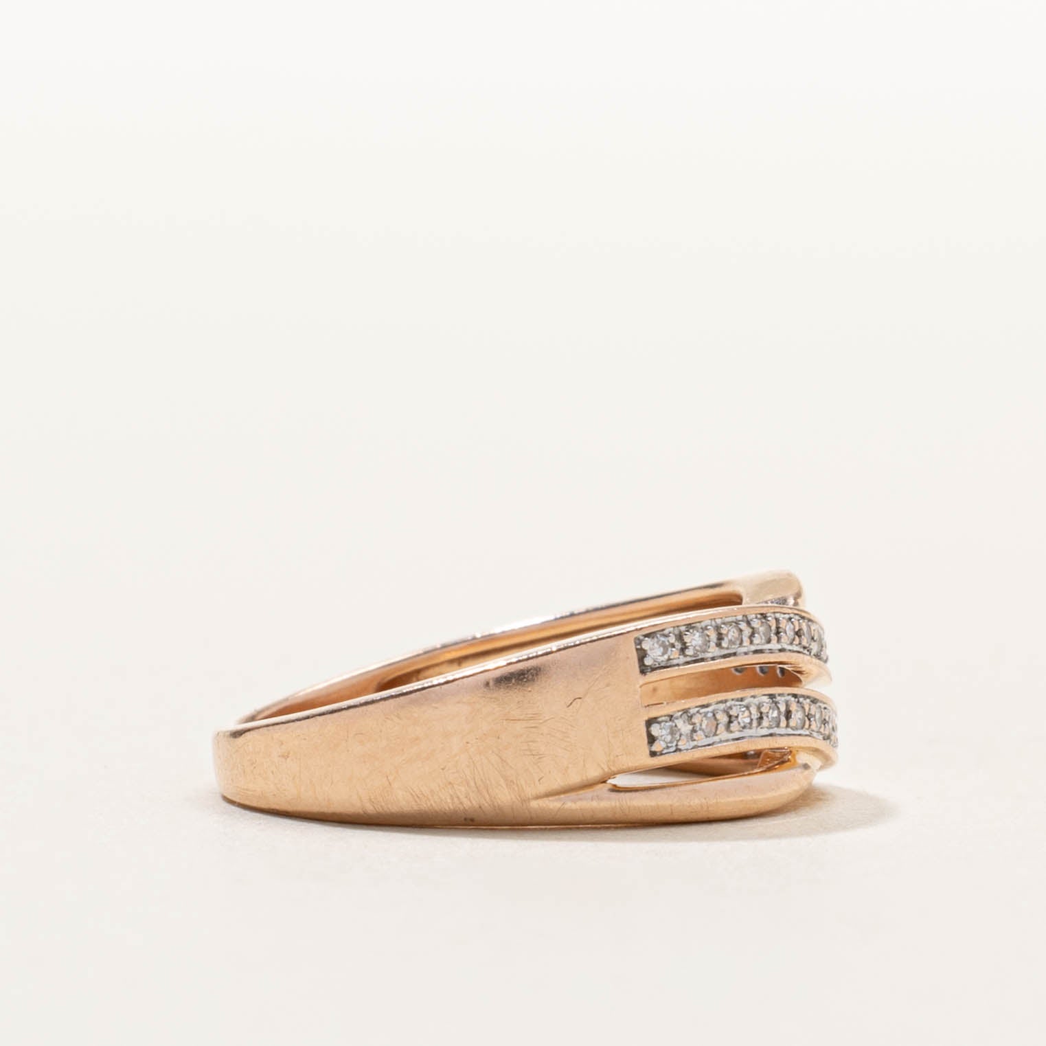 14k Diamond Waterfall Crossover Ring | SZ 5.5