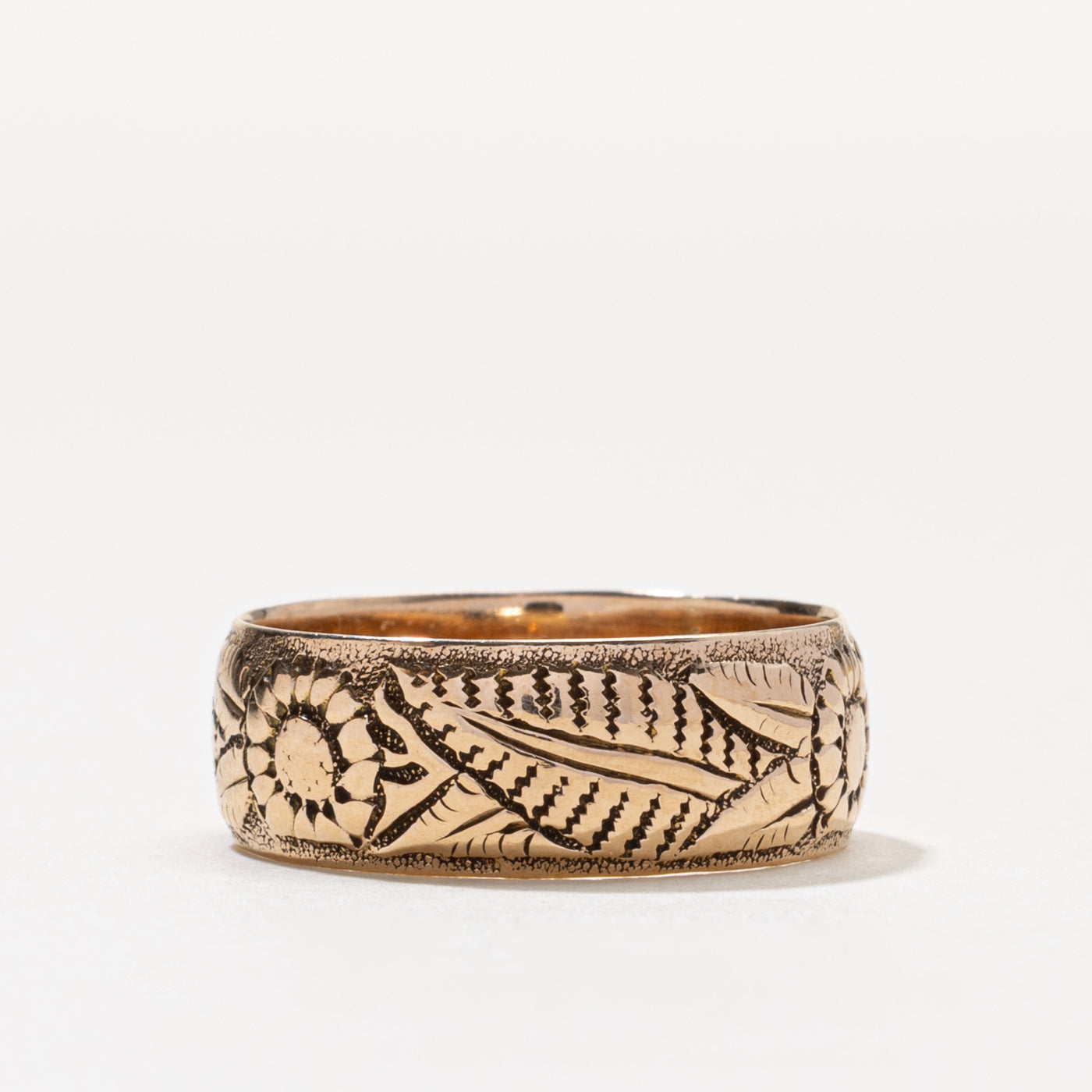 1907 Birmingham 9k Floral Engraved Band | 5.05mm | SZ 9.5
