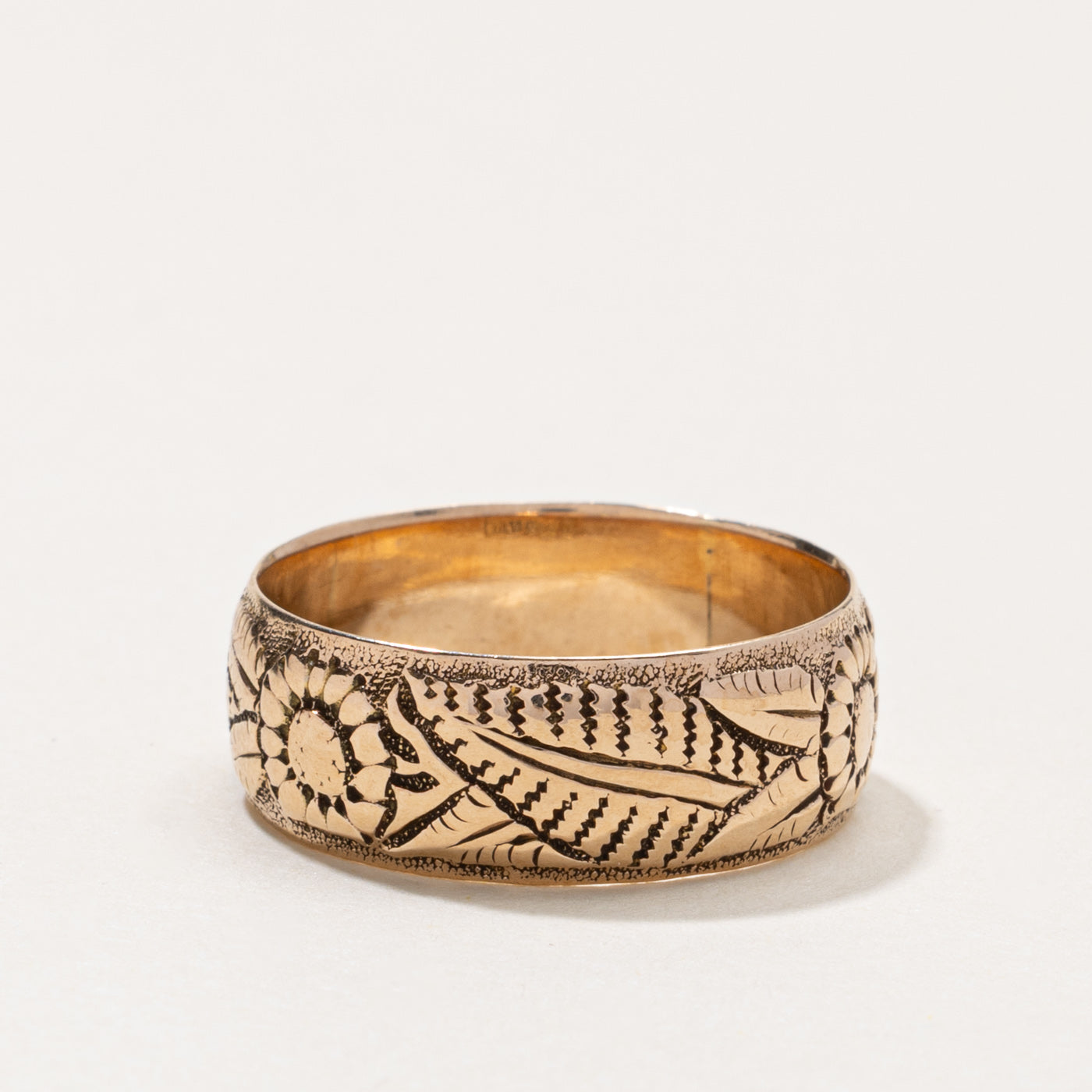 1907 Birmingham 9k Floral Engraved Band | 5.05mm | SZ 9.5