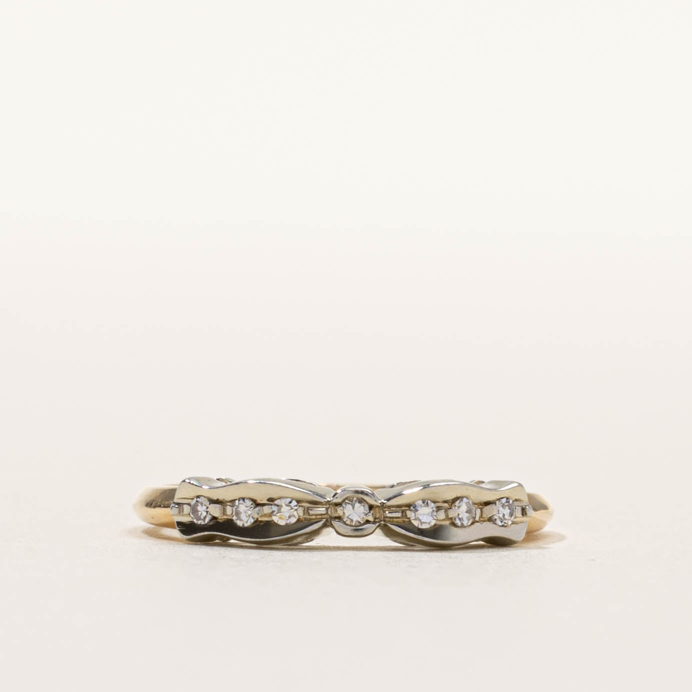 14k Two Tone Diamond Reverse Tapered Ring | SZ 5