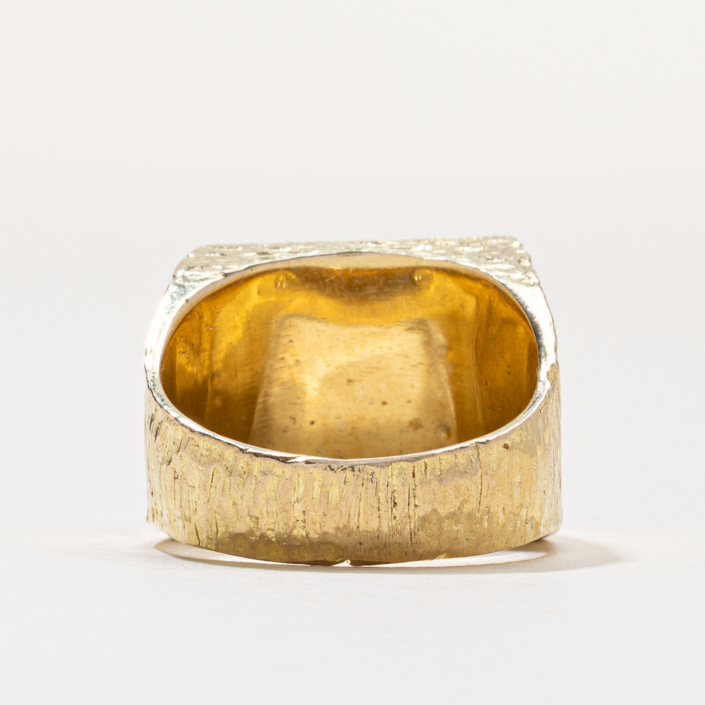 1973 London 9k Textured Chunky Signet Ring | SZ 10