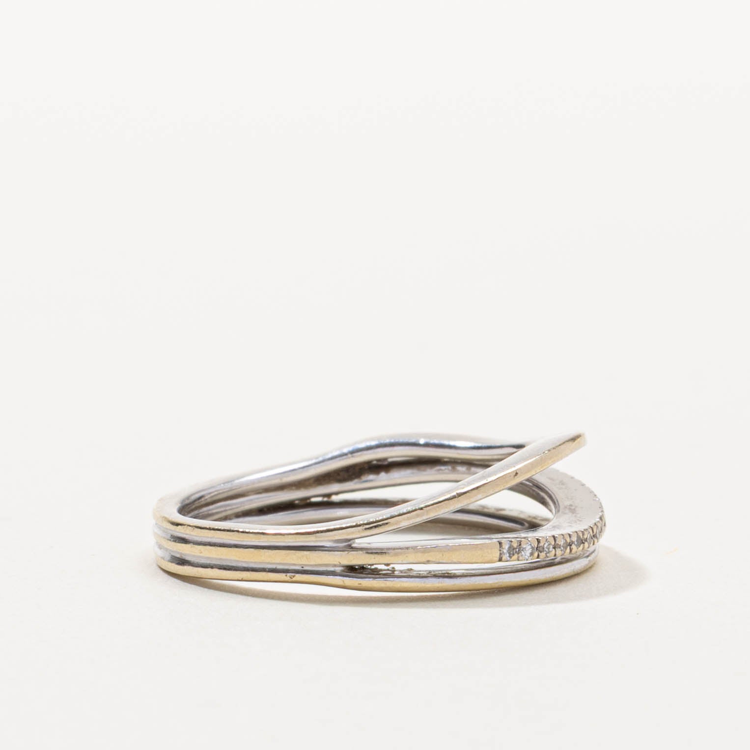 18k Semi-Eternity Diamond Faux Interlocking Ring | SZ 7.75