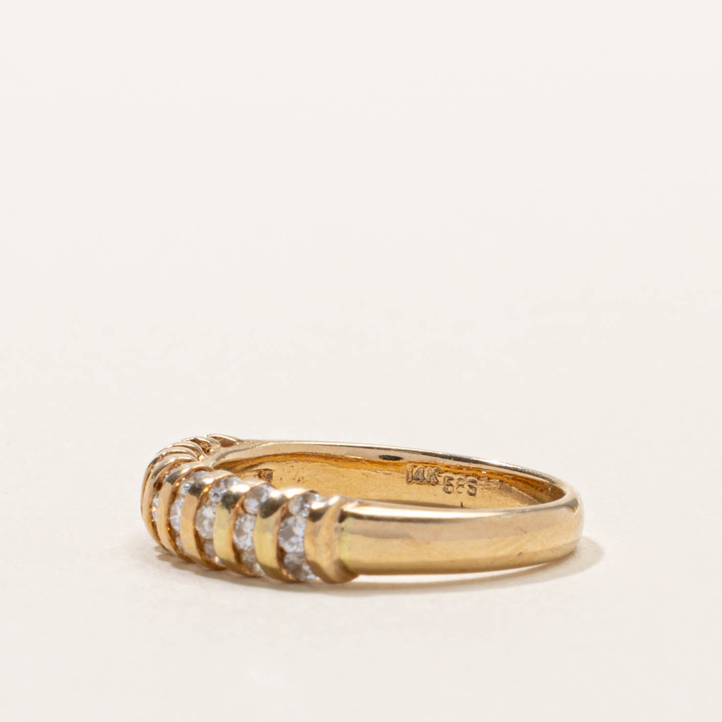14k Multi Column Channel Set Diamond Ring | SZ 5