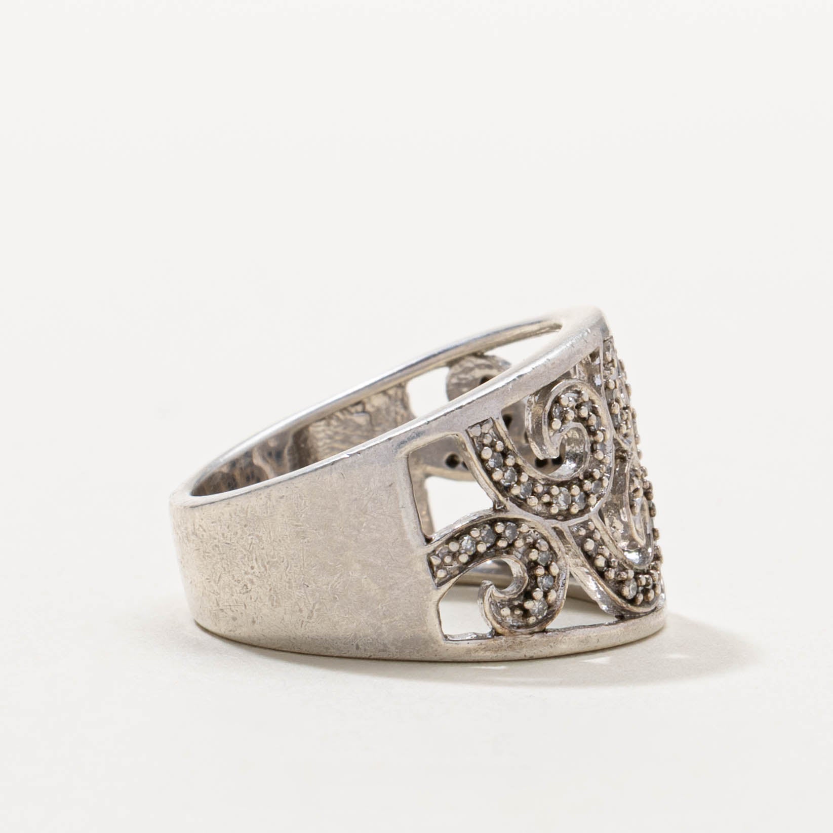 Silver Diamond Openwork Tentacle Ring | SZ 1.75