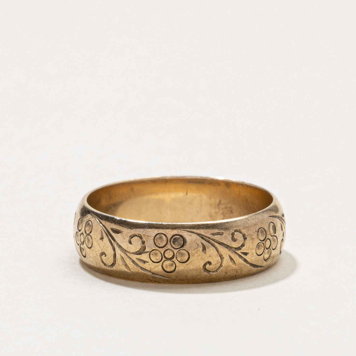 1976 Sheffield 9k Floral Engraved Band | 6.00mm | SZ 7.75