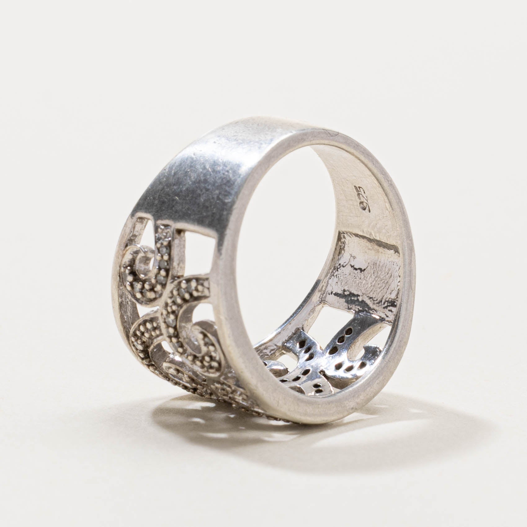 Silver Diamond Openwork Tentacle Ring | SZ 1.75