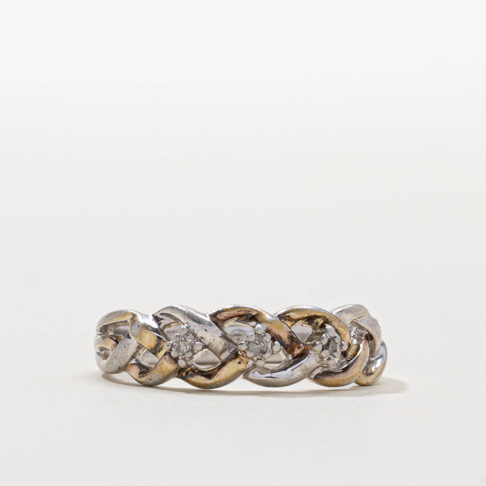 Silver Diamond Twisted Ring | SZ 8