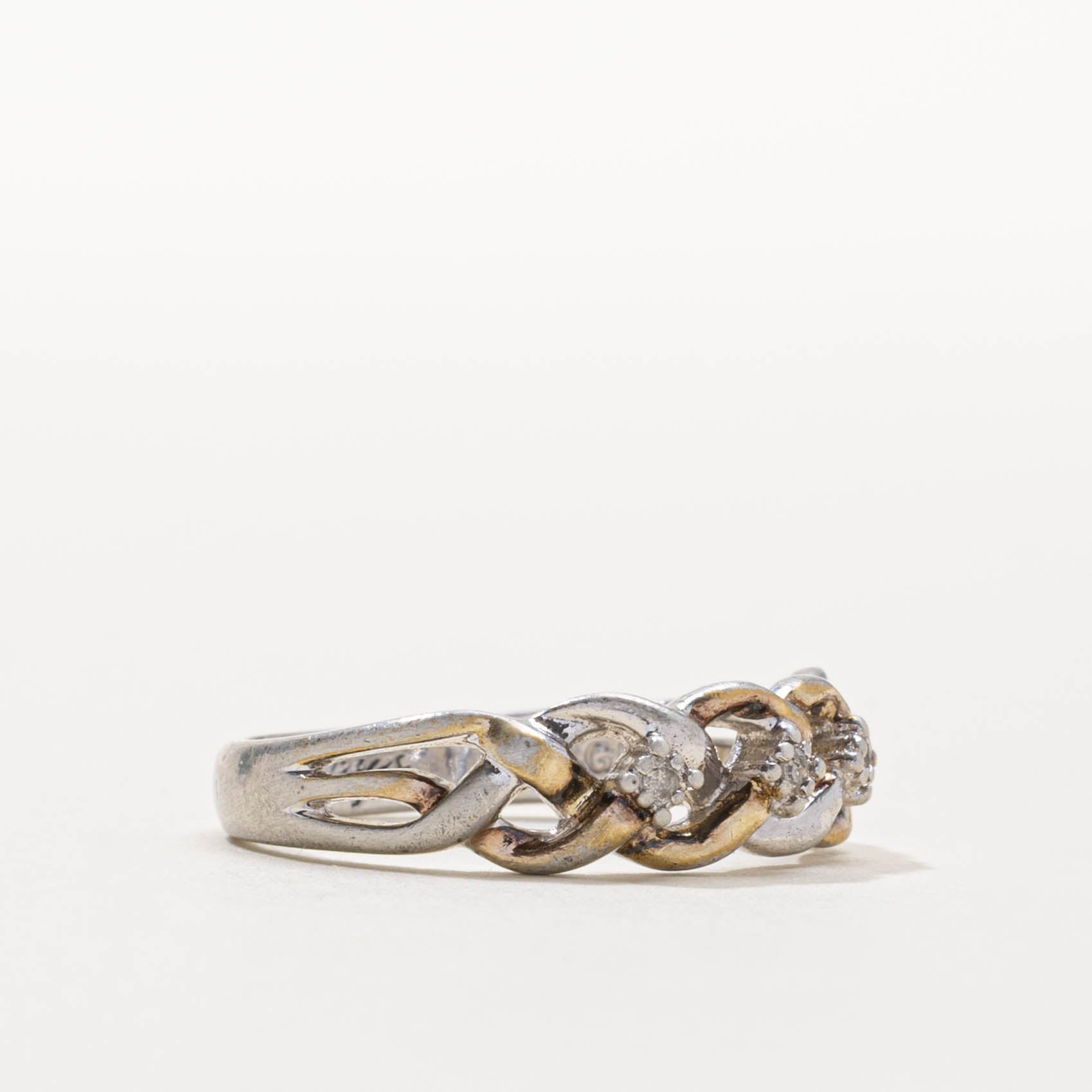Silver Diamond Twisted Ring | SZ 8