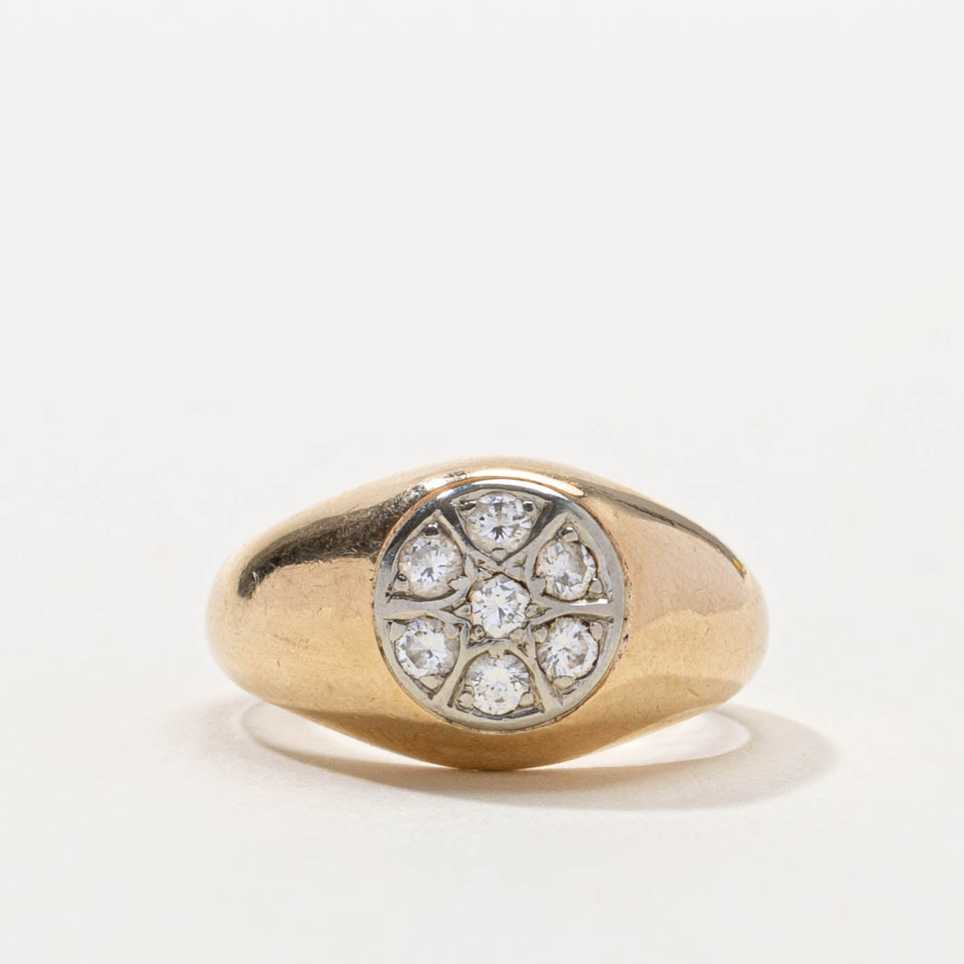 10k Diamond Circular Cluster Signet Ring | SZ 3.25