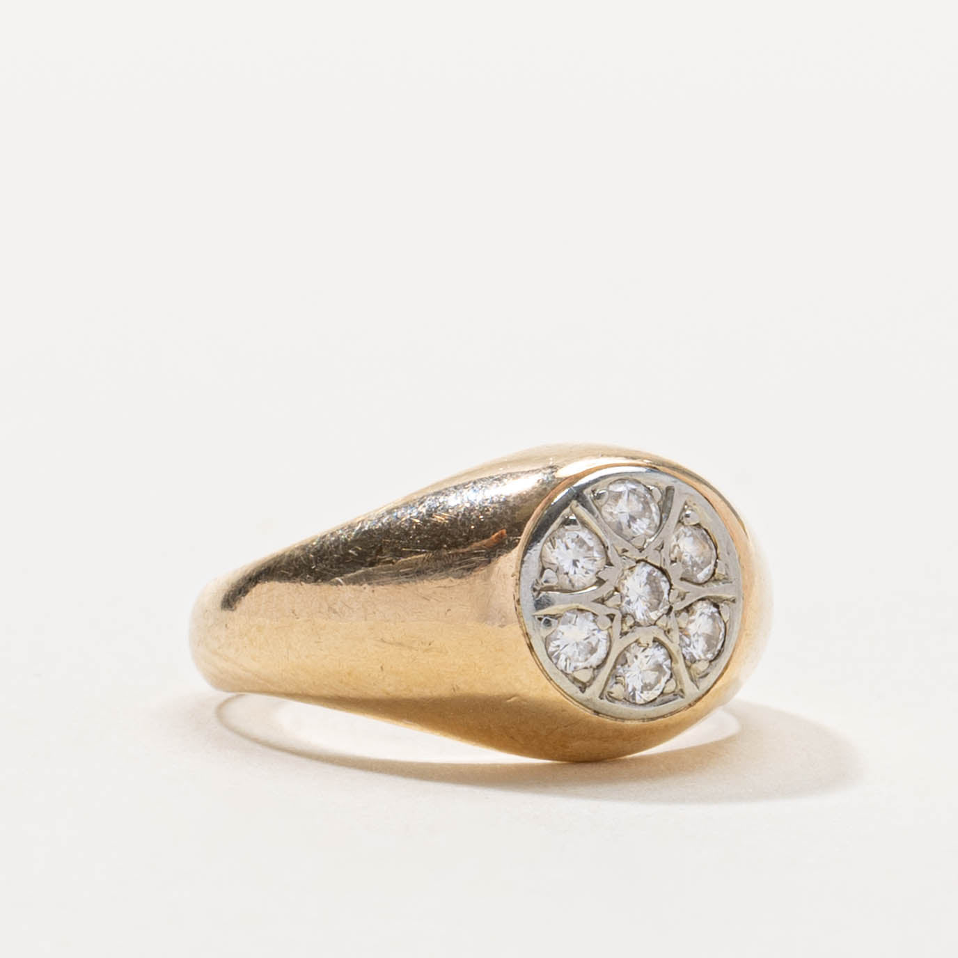 10k Diamond Circular Cluster Signet Ring | SZ 3.25
