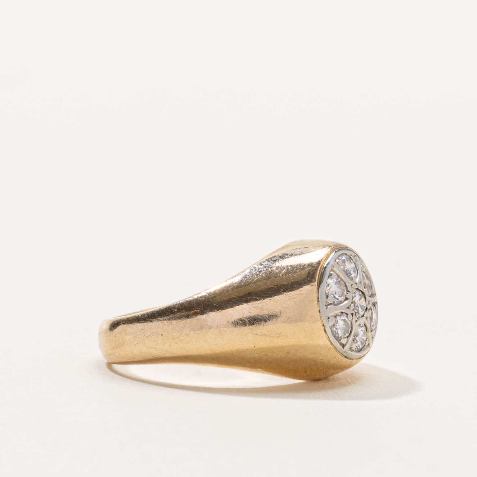 10k Diamond Circular Cluster Signet Ring | SZ 3.25