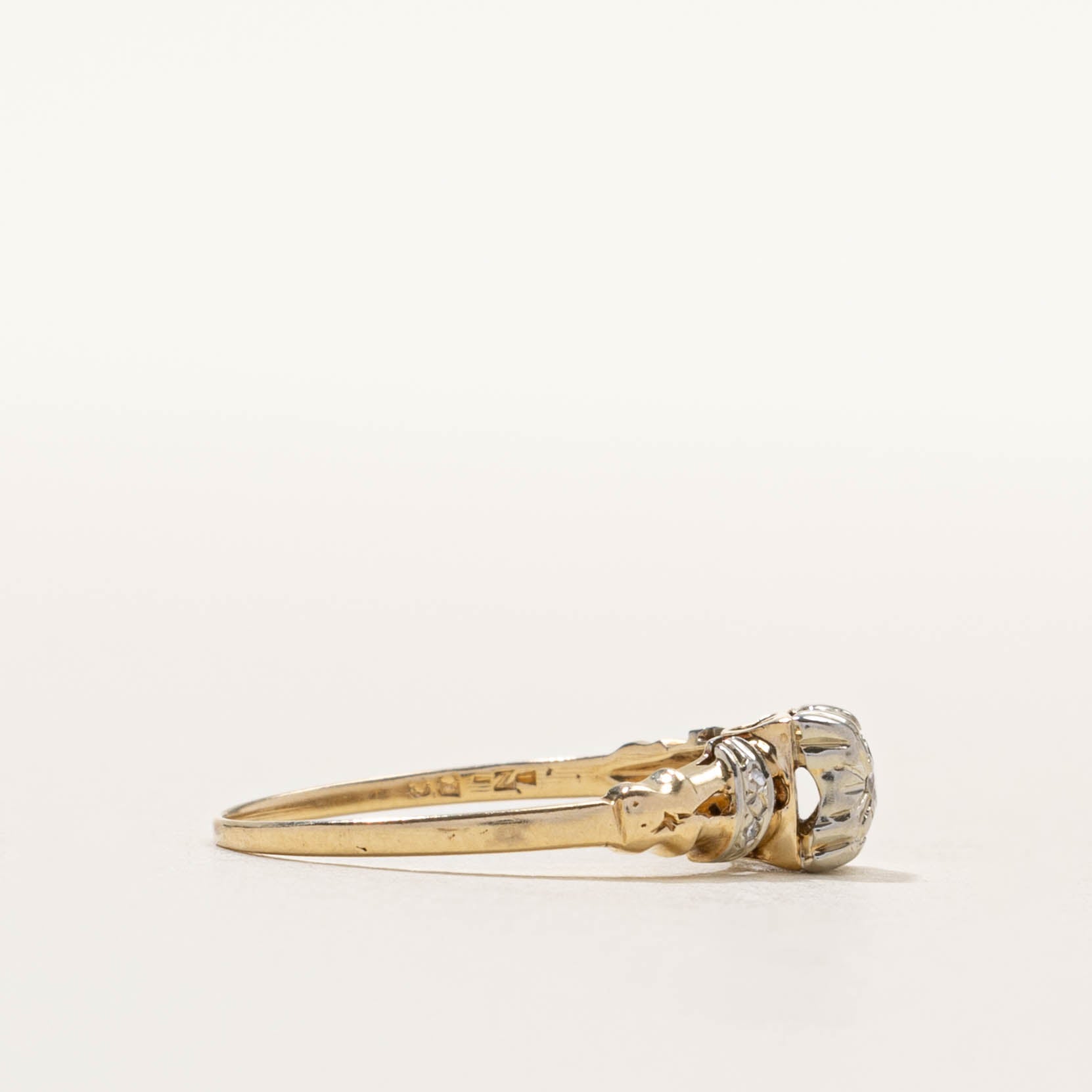 14k Two Tone Illusion Set Diamond Ring | SZ 5.75