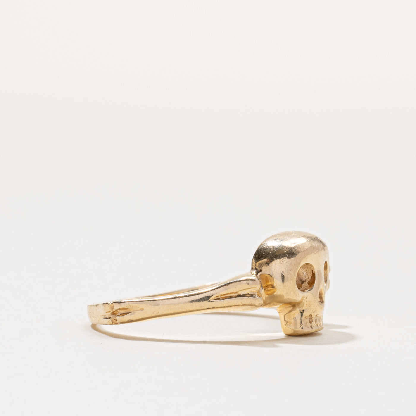 14k Yellow Gold Skull Ring | SZ 13.25