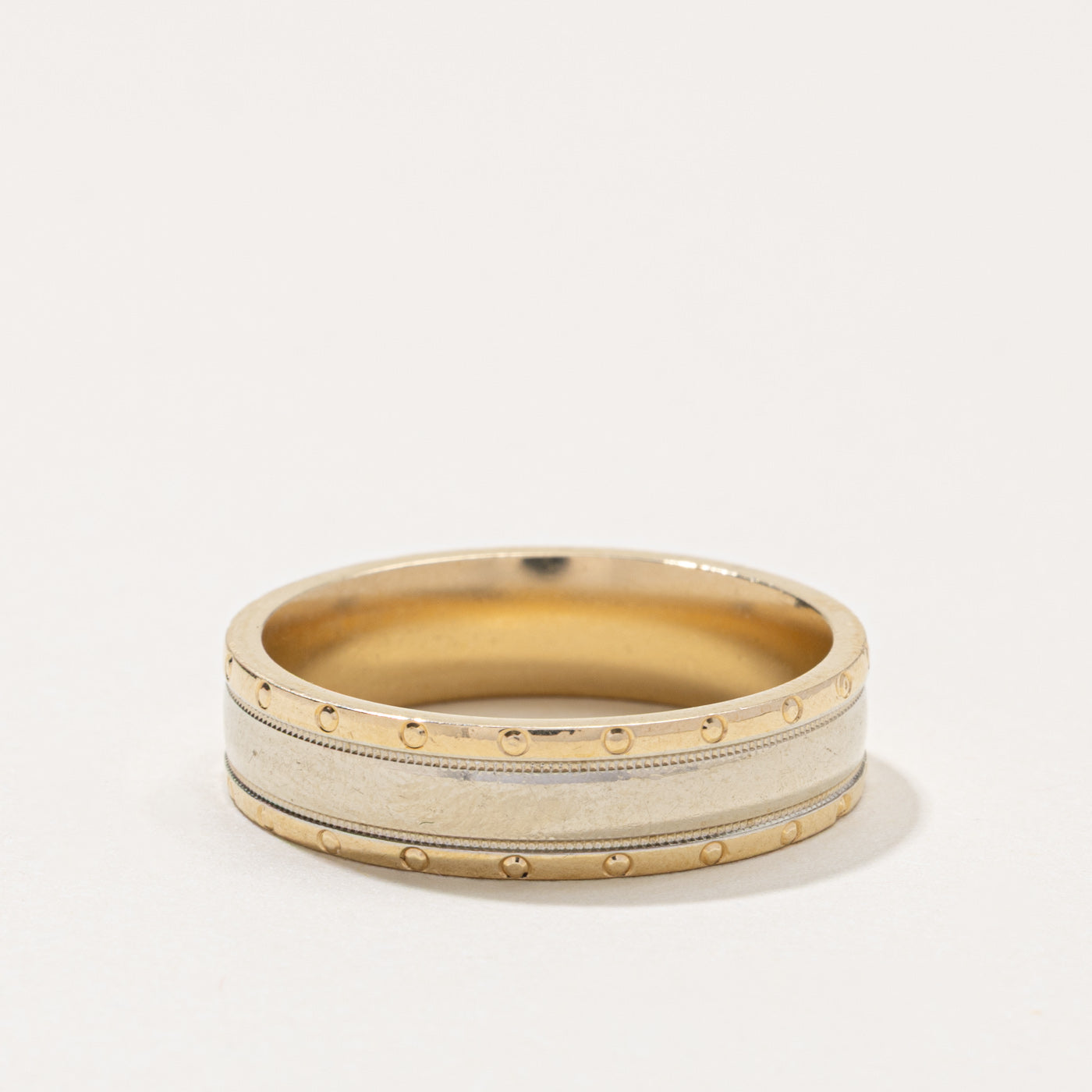 14k Two Tone Gold Milgrain Band | 6.05mm | SZ 12