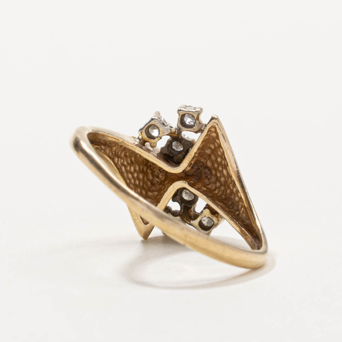 14k Diamond Abstract Checkerboard Cocktail Ring | SZ 7.75